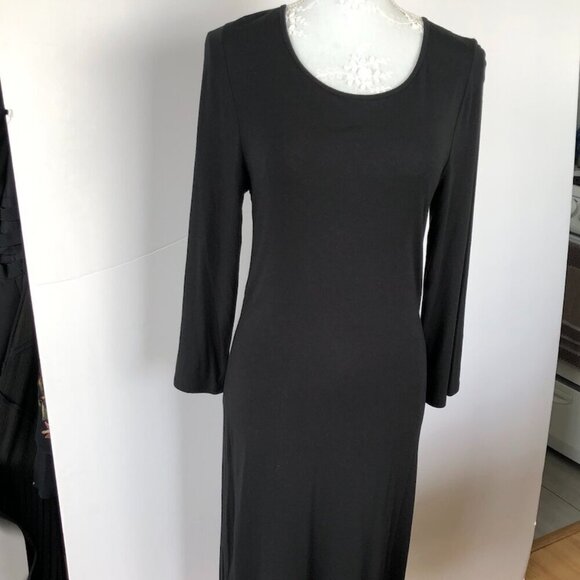 ARITZIA's BABATON Lace Back BodyCon Midi Black, Modal Jersey Long Sleeve US L - Picture 5 of 16